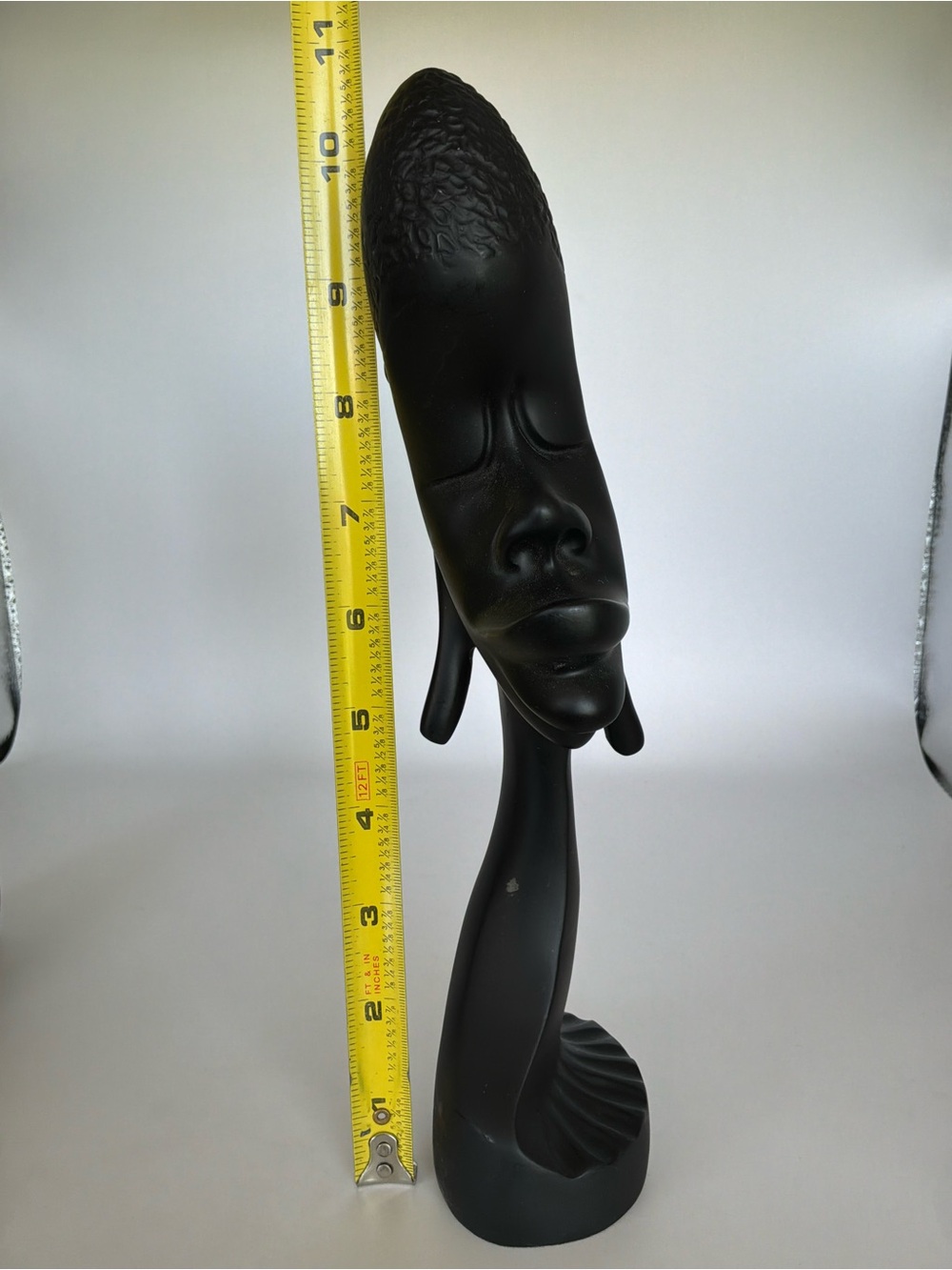 Vintage Mid-Century Modern African Bust Sculptures Set of 2 Black Figurines - Picture 7 of 11